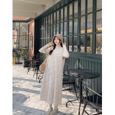 批发温柔甜美彩虹条纹针织连衣裙女春秋小个子针织上衣背心<b class='q'>长裙</b><b class='q'>两件套</b>