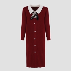 批发春秋<b class='q'>新款</b>时尚拼接翻领气质连衣裙+小丝巾套装<b class='q'>孕妇装</b>中长款连衣裙