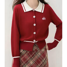 批发海军领短款毛衣小香风条纹针织衫女新款春季海军领外套<b class='q'>修身</b>小上衣