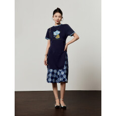 批发2026轻奢新款刺绣小猫T恤<b class='q'>连衣裙</b>气质夏季收腰<b class='q'>拼接</b>通勤中长显瘦裙