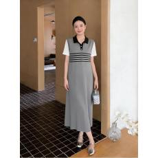 批发时尚条纹短袖连衣裙女2026夏季大码孕妇百搭显瘦洋气别致女裙子
