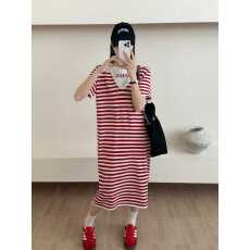 批发减龄条纹<b class='q'>连衣裙</b>女矮个子2026夏季新款前拉链卫衣裙时尚显瘦休闲裙