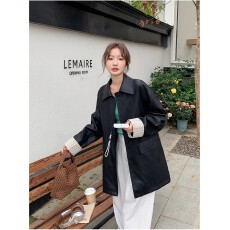 批发<b class='q'>秋</b>冬新款-法式高级感百搭气质纹拼接PU皮衣女高级感外套