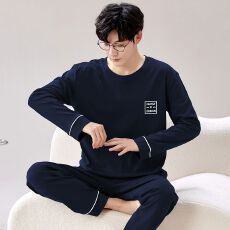 批发睡衣男秋季新款纯棉睡衣套装家居服青年秋季纯棉加厚可外穿