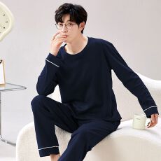 批发睡衣男秋季新款纯棉睡衣套装家居服青年秋季纯棉加厚可外穿