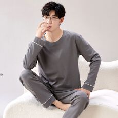 批发睡衣男秋季新款纯棉睡衣套装家居服青年秋季纯棉加厚可外穿