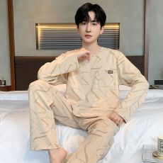 批发睡衣男秋冬季新款纯棉圆领休闲套装青年套装家居服男（纯棉）
