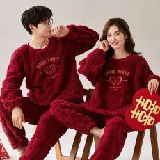 批发冬季<b class='q'>睡衣</b>女大红喜庆长袖婚庆<b class='q'>珊瑚</b><b class='q'>绒</b>法兰<b class='q'>绒</b>情侣<b class='q'>睡衣</b>婚庆本命年结婚