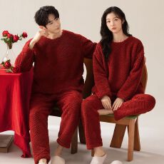 批发冬季<b class='q'>睡衣</b>女大红喜庆长袖婚庆<b class='q'>珊瑚</b><b class='q'>绒</b>法兰<b class='q'>绒</b>情侣<b class='q'>睡衣</b>婚庆本命年结婚