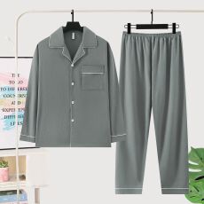 春季新款男士双长开衫翻领加肥加大码云朵棉舒适柔软睡衣