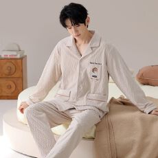 批发秋冬季海岛<b class='q'>绒</b>开衫翻领<b class='q'>睡衣</b>男休闲青年保暖加厚<b class='q'>珊瑚</b><b class='q'>绒</b>家居服套装