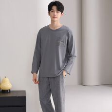 批发春秋新款<b class='q'>纯棉</b>男士长袖长裤套头<b class='q'>睡衣</b>运动休闲男家居服