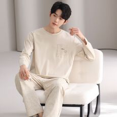 批发春秋新款<b class='q'>纯棉</b>男士长袖长裤套头<b class='q'>睡衣</b>运动休闲男家居服