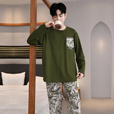 批发秋季新款睡衣男士拉架仿棉长袖直播套装外出休闲宽松家居服