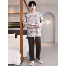 批发秋季新款睡衣男士拉架仿棉长袖直播套装外出休闲宽松家居服