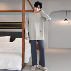 批发秋季新款睡衣男士拉架仿棉长袖直播套装外出休闲宽松家居服