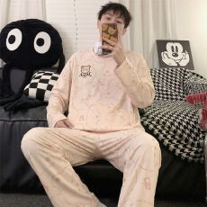 批发<b class='q'>情侣</b><b class='q'>春季</b>新款睡衣男女同款长袖仿棉日韩高级感ins外穿家居服套装