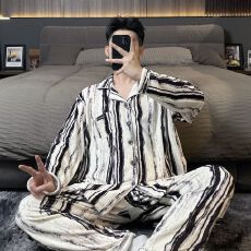 批发实拍图（300斤大码海岛绒睡衣）大码男装春秋冬长袖男士