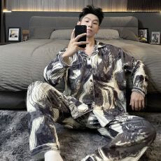 批发实拍图（300斤大码睡衣）大码男装春秋冬长袖男士98107-7