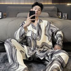 批发实拍图（300斤大码睡衣）大码男装春秋冬长袖男士