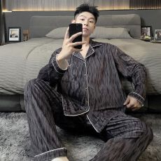 批发实拍图（300斤大码睡衣）大码男装春秋冬长袖男士