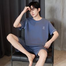 批发短袖短裤睡衣男套装家居服青年夏季纯棉套头直播休闲套装