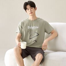 批发夏季男士<b class='q'>睡衣</b>5050莫代尔<b class='q'>短袖</b>短裤休闲<b class='q'>睡衣</b>男家居服套装