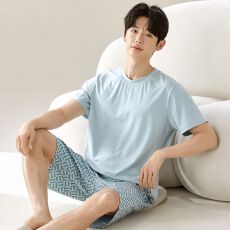 批发夏季男士<b class='q'>睡衣</b>5050莫代尔<b class='q'>短袖</b>短裤休闲<b class='q'>睡衣</b>男家居服套装