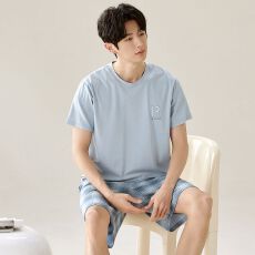 批发夏季男士<b class='q'>睡衣</b>5050莫代尔<b class='q'>短袖</b>短裤休闲<b class='q'>睡衣</b>男家居服套装