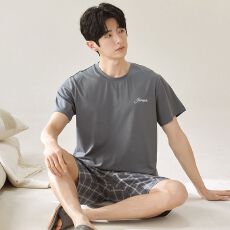 批发夏季男士<b class='q'>睡衣</b>5050莫代尔<b class='q'>短袖</b>短裤休闲<b class='q'>睡衣</b>男家居服套装