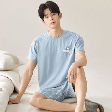 批发夏季男士<b class='q'>睡衣</b>5050莫代尔<b class='q'>短袖</b>短裤休闲<b class='q'>睡衣</b>男家居服套装