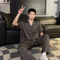 批发春夏季男款醋酸提花短袖时尚舒适家居服<b class='q'>睡衣</b>