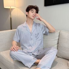 批发春夏季男款提花冰雪丝时尚舒适家居服<b class='q'>睡衣</b>