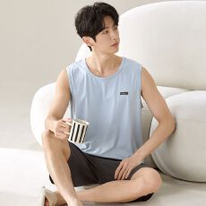 夏季新款男士睡衣5050莫代尔背心短裤休闲睡衣男家居服套装