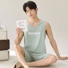 夏季新款男士睡衣5050莫代尔背心短裤休闲睡衣男家居服套装