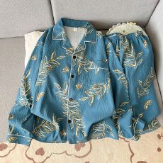 批发春秋爆款印花<b class='q'>睡衣</b>男云朵棉薄款翻领长袖简约休闲<b class='q'>男士</b>家居服套装