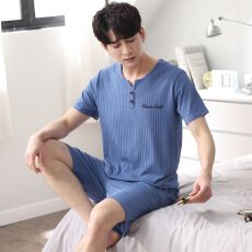 批发<b class='q'>睡衣</b><b class='q'>男士</b>莫代尔夏季凉感宽松短袖短裤薄款青少中年大码家居服套装
