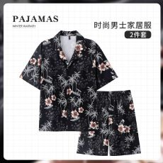 批发男款<b class='q'>短袖</b>短<b class='q'>裤</b>四面弹冰爽丝睡衣家居服