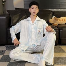 批发春秋季<b class='q'>睡衣</b>男翻领仿棉拉架青少年<b class='q'>卡通</b>长袖休闲<b class='q'>睡衣</b>夏可外穿家居服