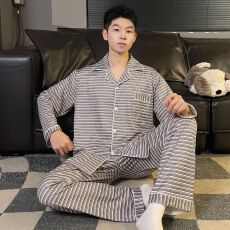 批发春秋季<b class='q'>睡衣</b>男翻领仿棉拉架青少年<b class='q'>卡通</b>长袖休闲<b class='q'>睡衣</b>夏可外穿家居服