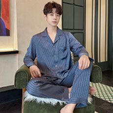 批发冰雪丝睡衣男士春秋季2026新款长袖长裤夏季高级简约感家居服套装