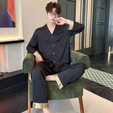 批发冰雪丝睡衣男士春秋季2026新款长袖长裤夏季高级简约感家居服套装