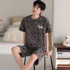 批发【L-6XL夏季新款莫代尔拉架男士短袖短裤套头睡衣<b class='q'>运动</b>休闲家居服