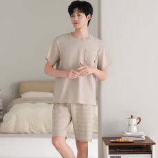 批发【L-6XL夏季新款莫代尔拉架男士短袖短裤套头睡衣<b class='q'>运动</b>休闲家居服