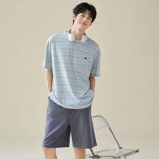 批发夏季睡衣男士纯棉薄款短袖短裤休闲两件套男款家居服套装