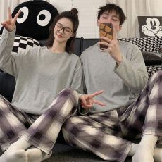 批发<b class='q'>情侣</b><b class='q'>春夏</b>季新款睡衣男女同款长袖仿棉日韩高级感可外穿<b class='q'>家居服</b>套装