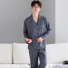 批发云朵棉<b class='q'>男</b>士睡衣春秋季印花休闲青年家居服