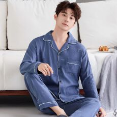 批发云朵棉<b class='q'>男</b>士睡衣春秋季印花休闲青年家居服