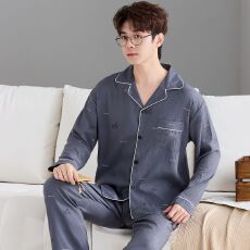 批发云朵棉<b class='q'>男</b>士睡衣春秋季印花休闲青年家居服