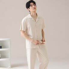 批发纯棉睡衣<b class='q'>男</b>士夏季短袖2026年新款<b class='q'>男</b>生休闲凉感短袖家居服两件套装